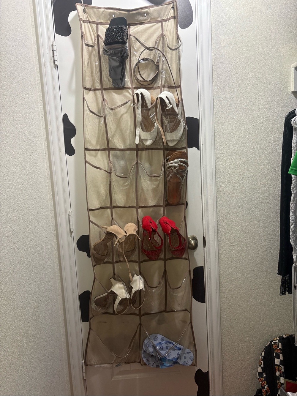 Over-the-Door Beige 24-Pocket Shoe Organizer - Neutral Home Storage